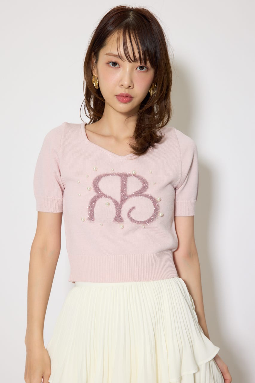 ジャガードRニットトップス L/PNK FREE