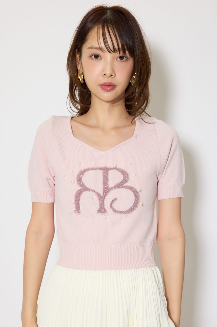 ジャガードRニットトップス L/PNK FREE