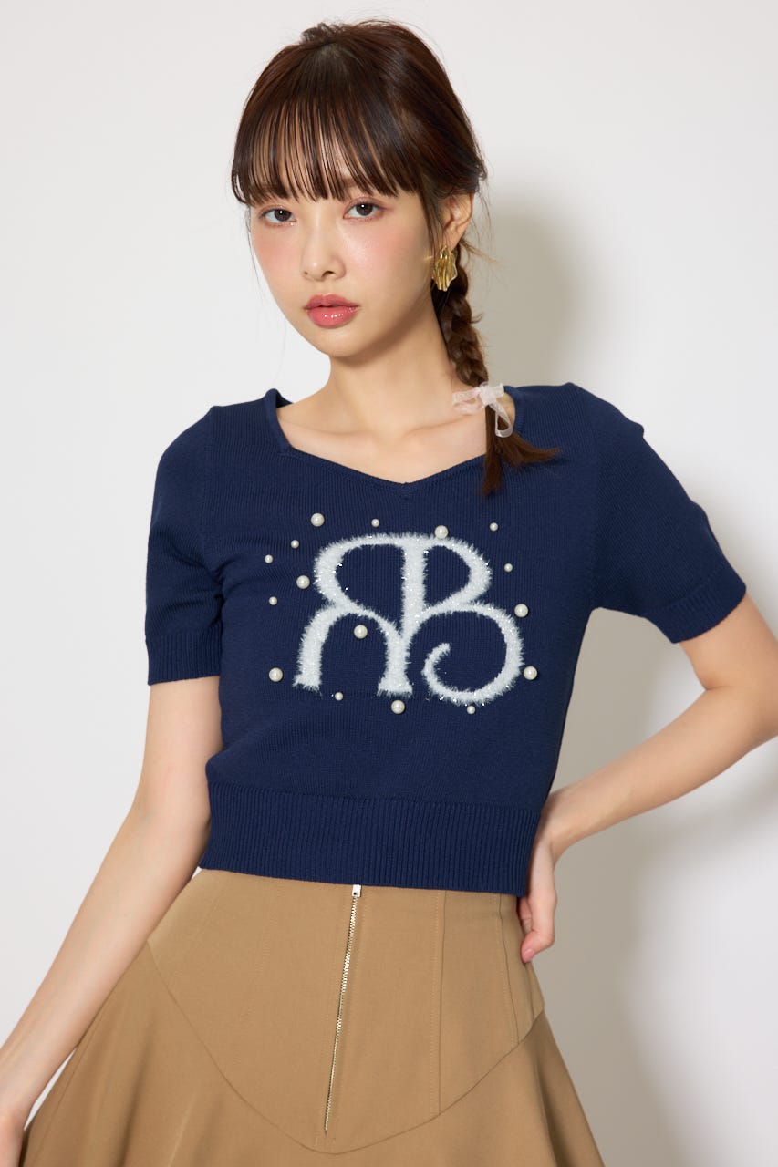 ジャガードRニットトップス NVY FREE