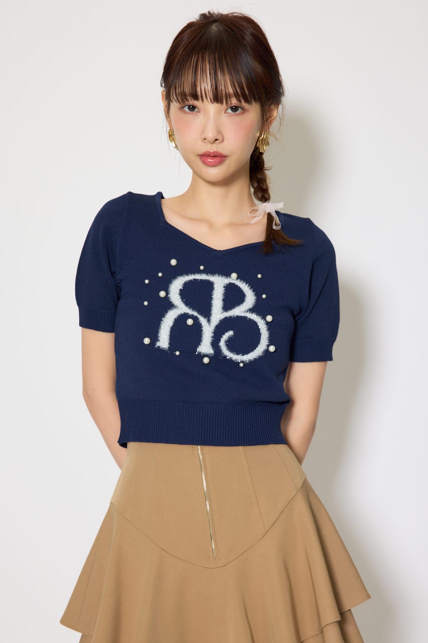 ジャガードRニットトップス NVY FREE