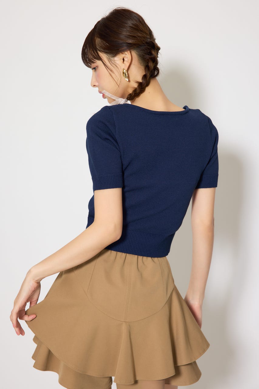 ジャガードRニットトップス NVY FREE