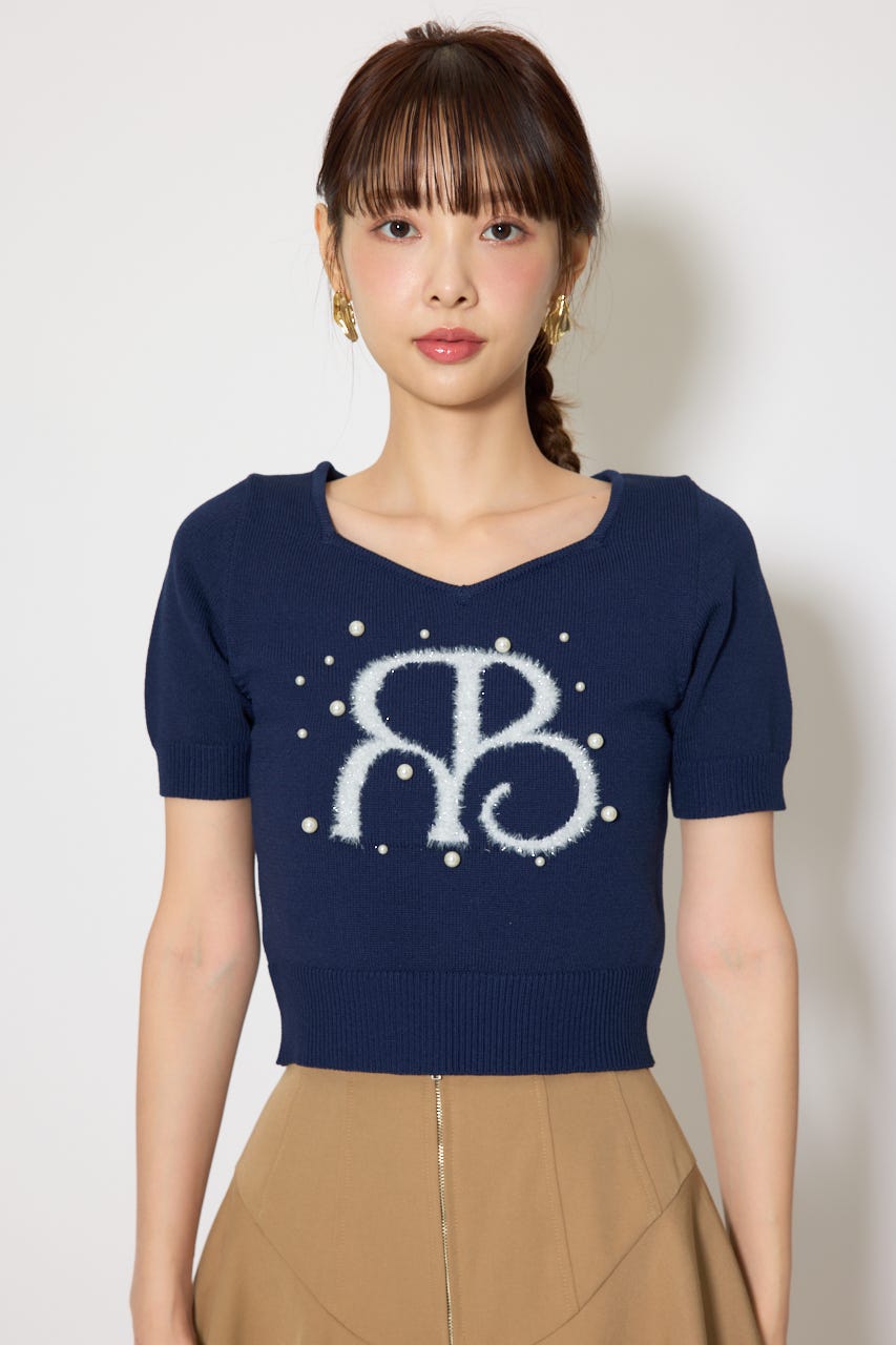 ジャガードRニットトップス NVY FREE