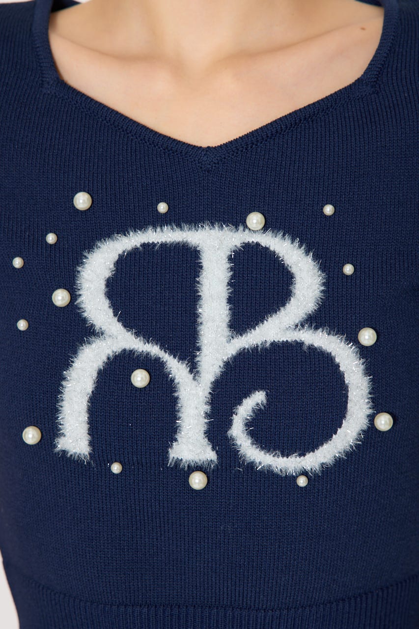 ジャガードRニットトップス NVY FREE