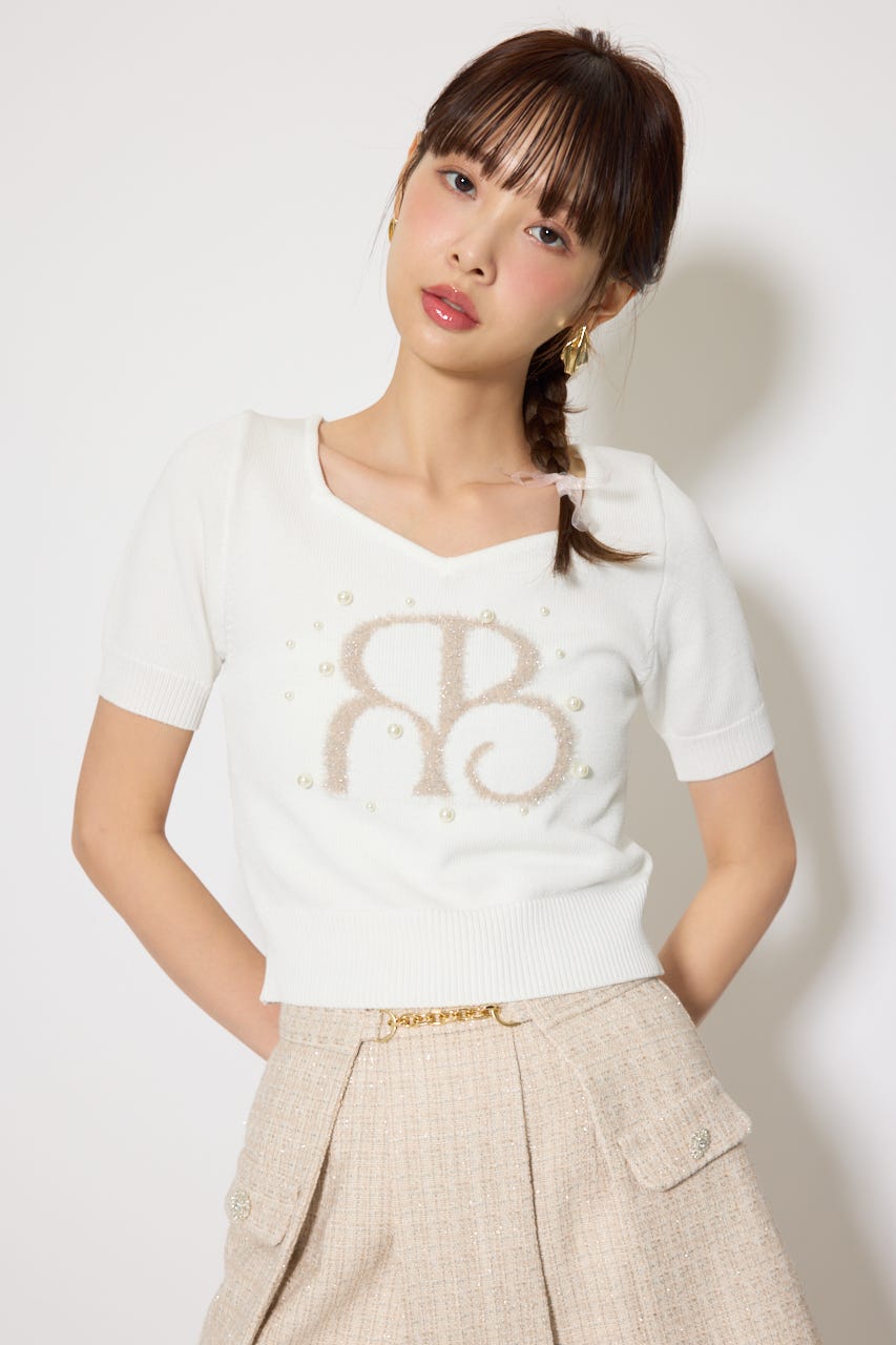 ジャガードRニットトップス WHT FREE