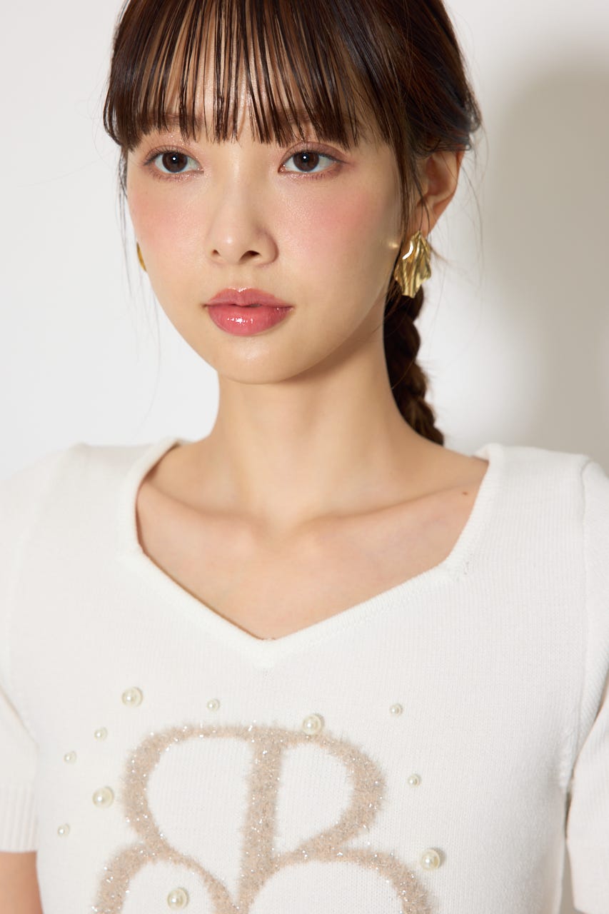 ジャガードRニットトップス WHT FREE