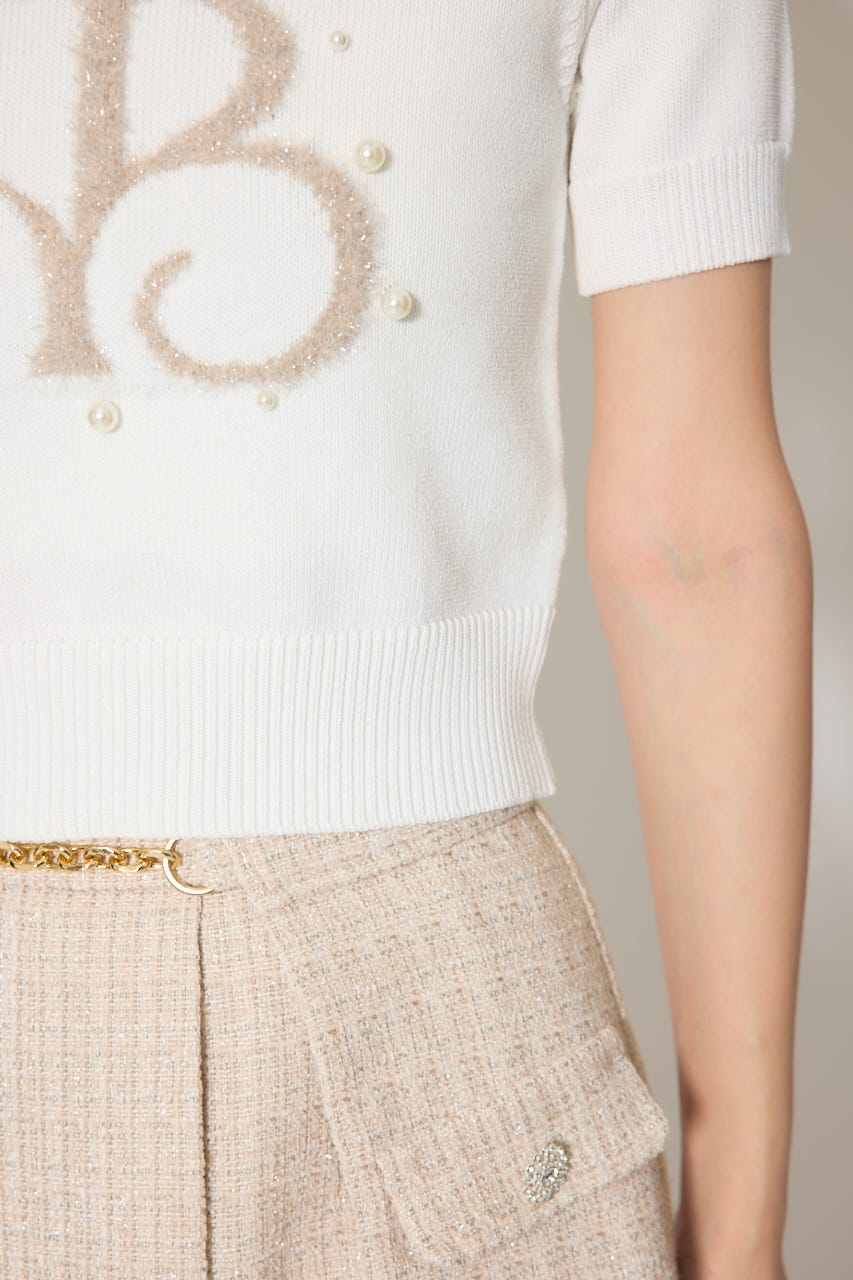 ジャガードRニットトップス WHT FREE