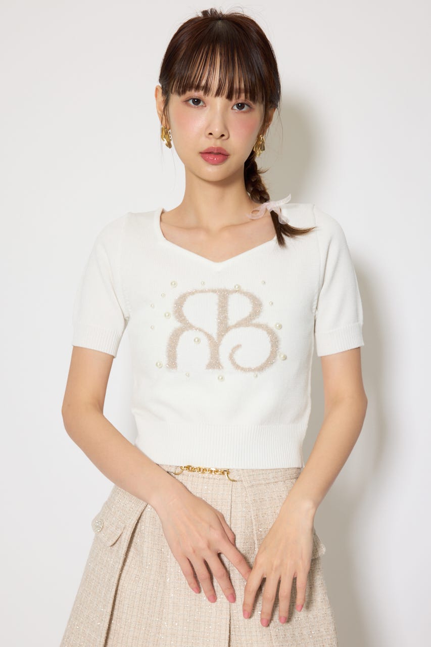 ジャガードRニットトップス WHT FREE