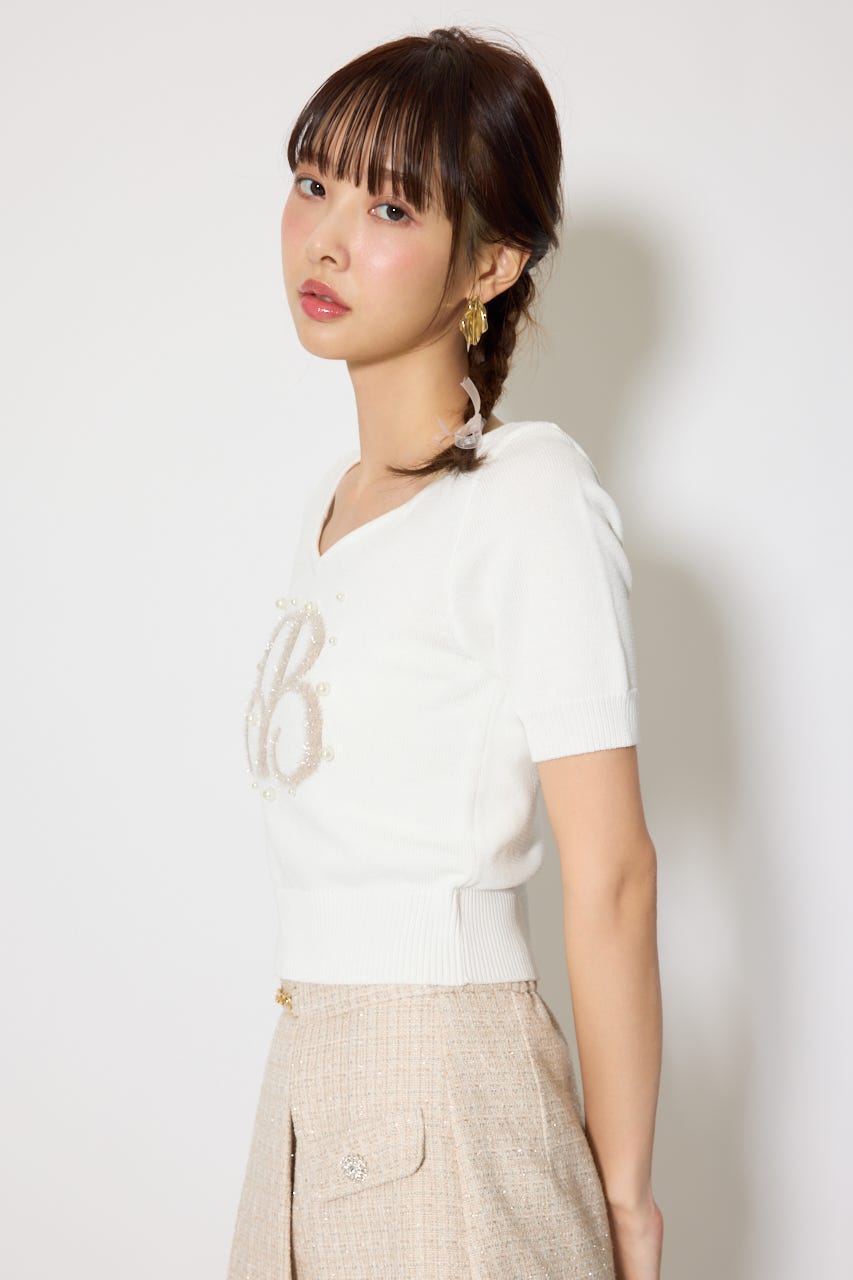 ジャガードRニットトップス WHT FREE