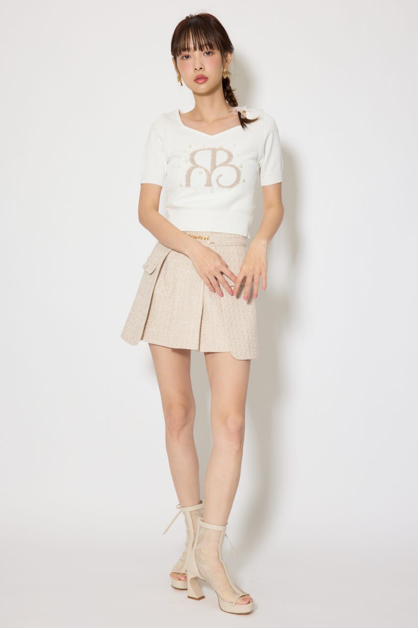 ジャガードRニットトップス WHT FREE