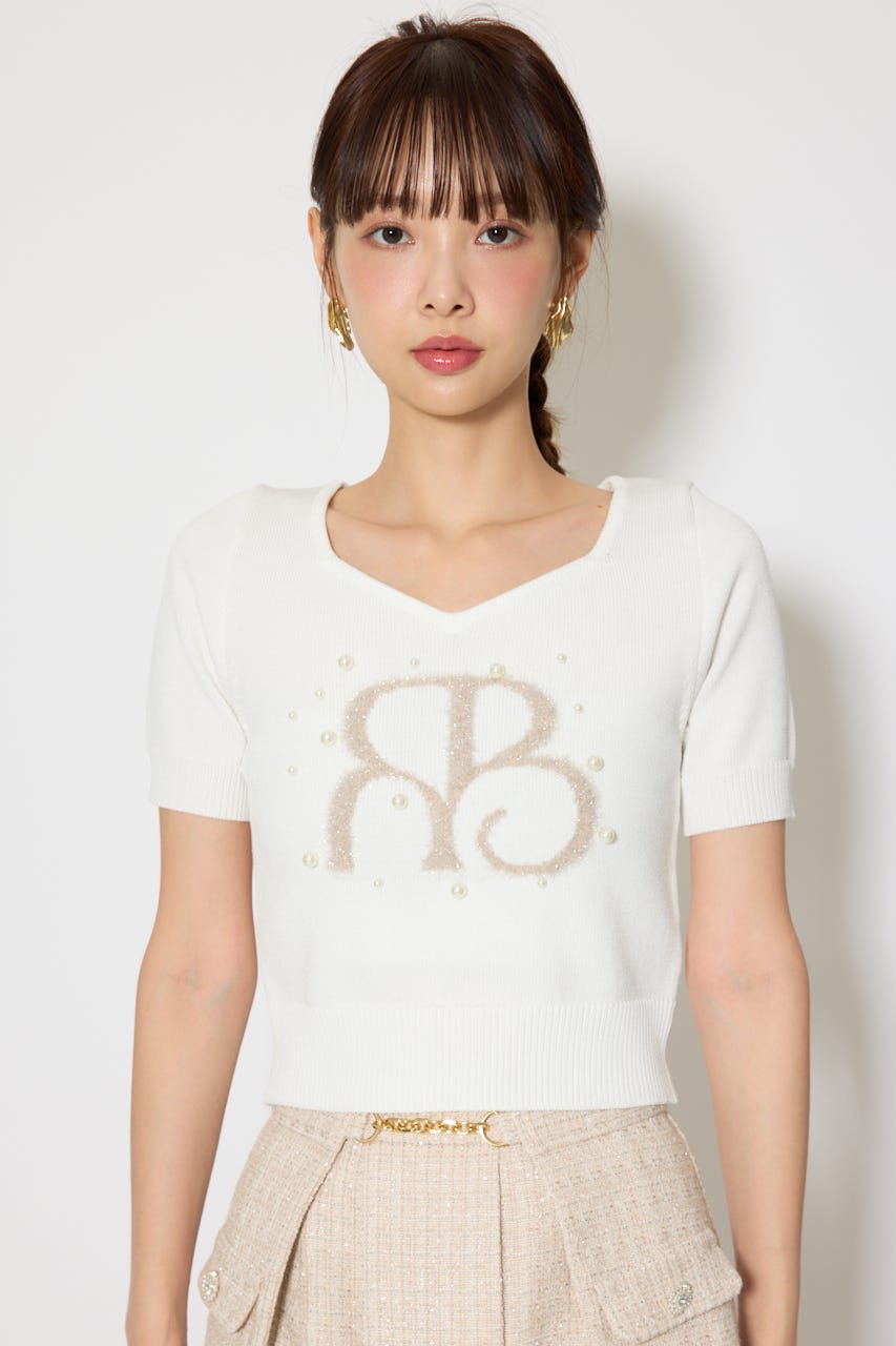 ジャガードRニットトップス WHT FREE