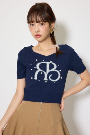 ジャガードRニットトップス