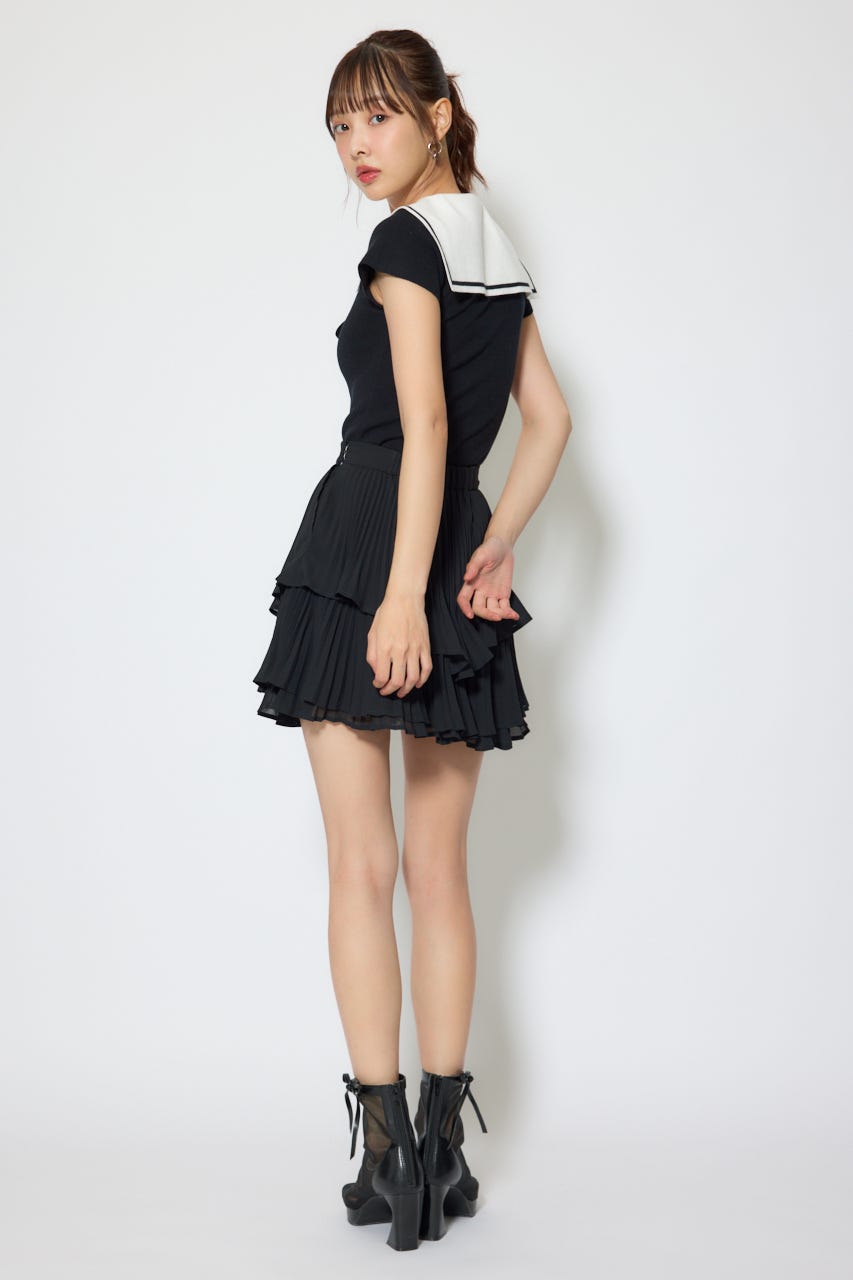 セーラーカラーデザインニットトップス BLK FREE