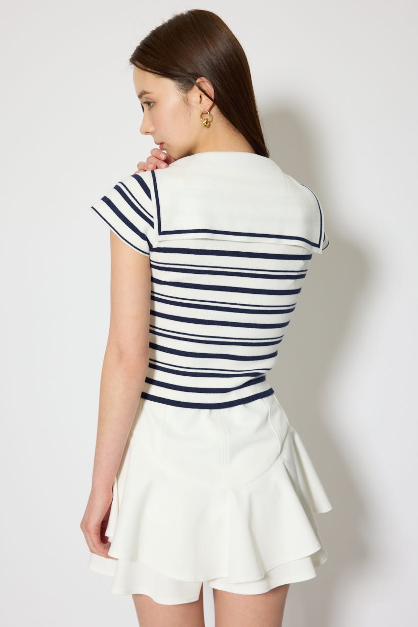 セーラーカラーデザインニットトップス Multi_1 FREE