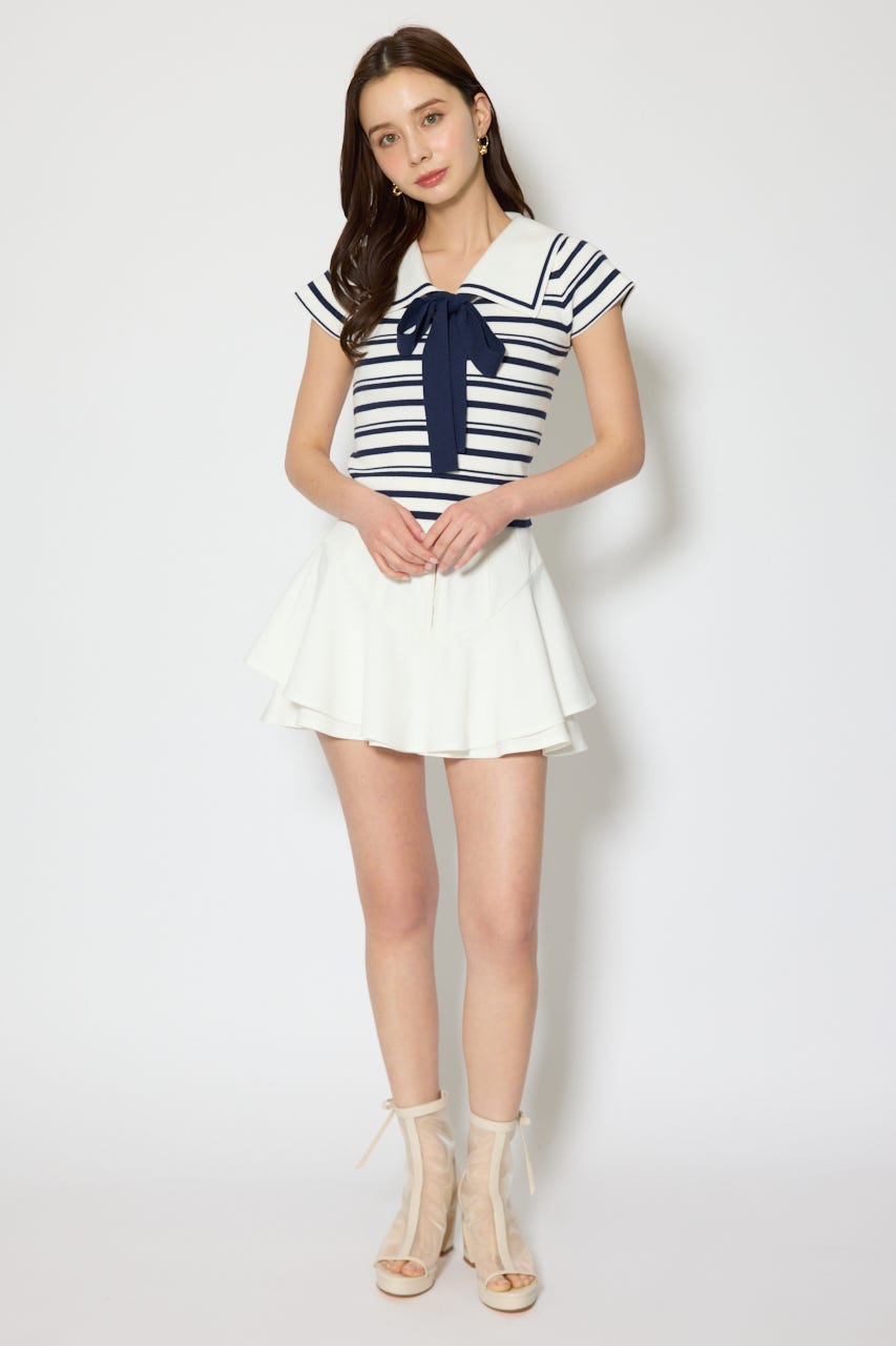 セーラーカラーデザインニットトップス Multi_1 FREE