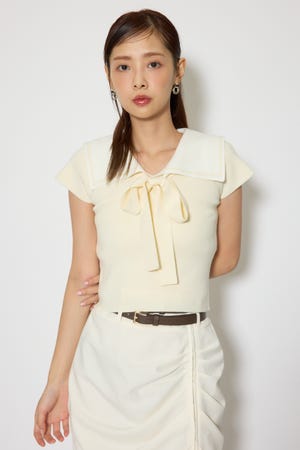 セーラーカラーデザインニットトップス