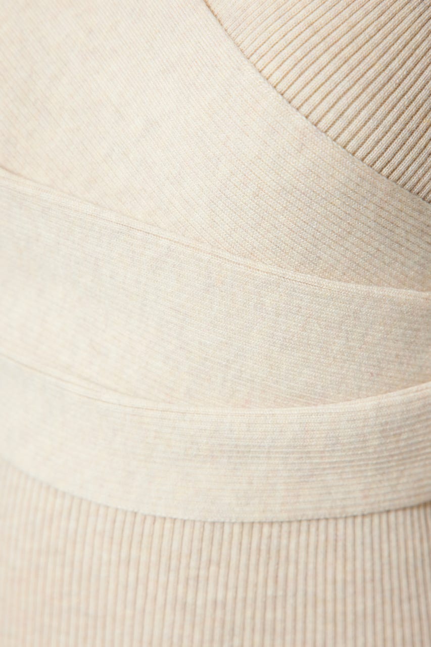 カシュクールウォッシャブルニットワンピース IVOY FREE