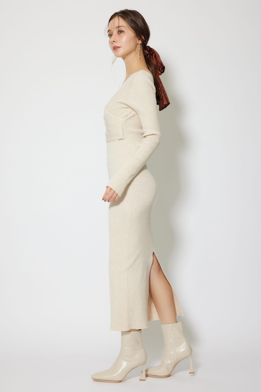 カシュクールウォッシャブルニットワンピース IVOY FREE