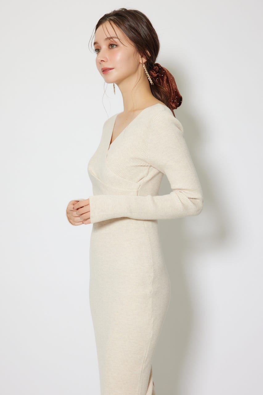 カシュクールウォッシャブルニットワンピース IVOY FREE