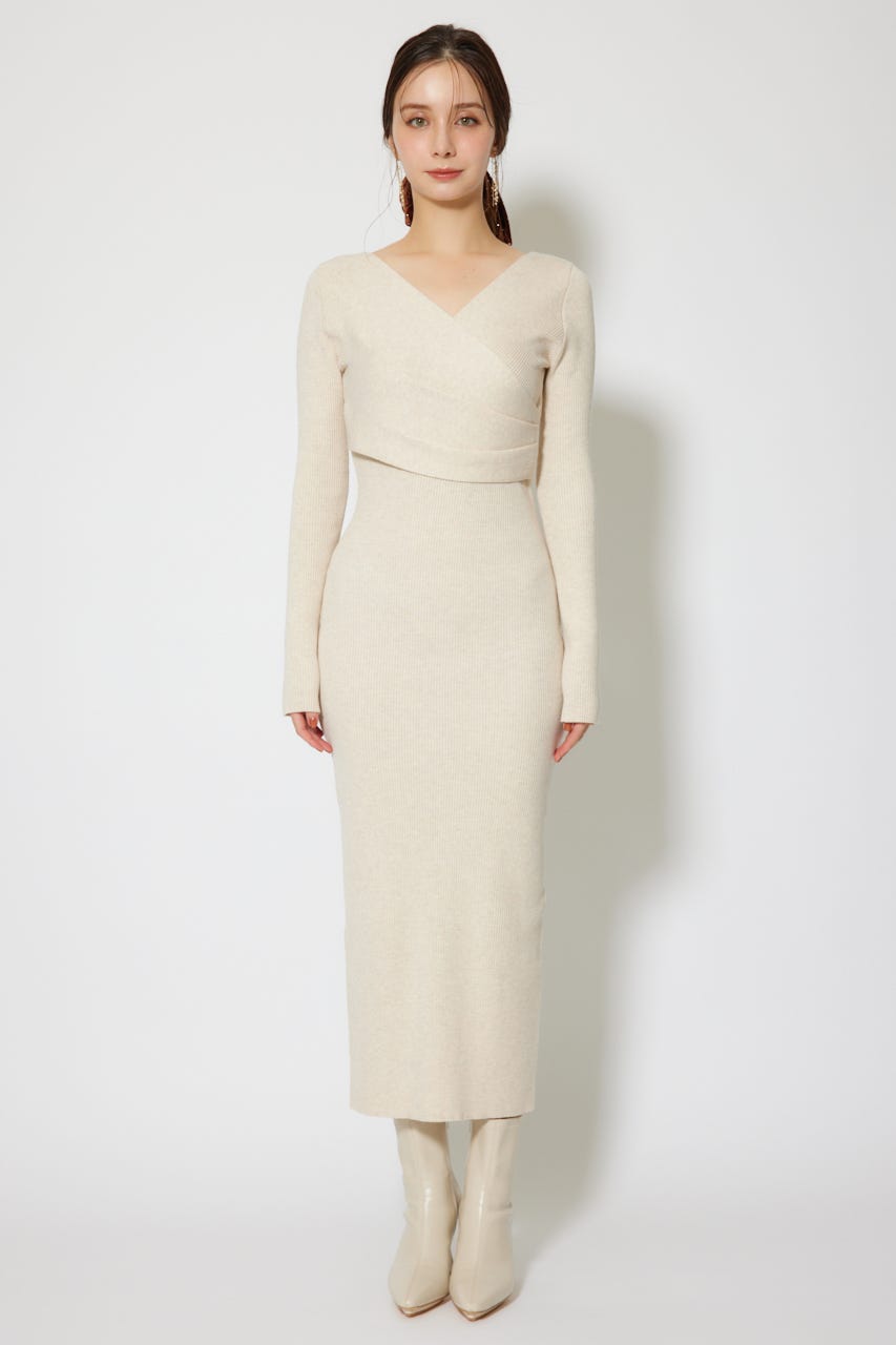 カシュクールウォッシャブルニットワンピース IVOY FREE