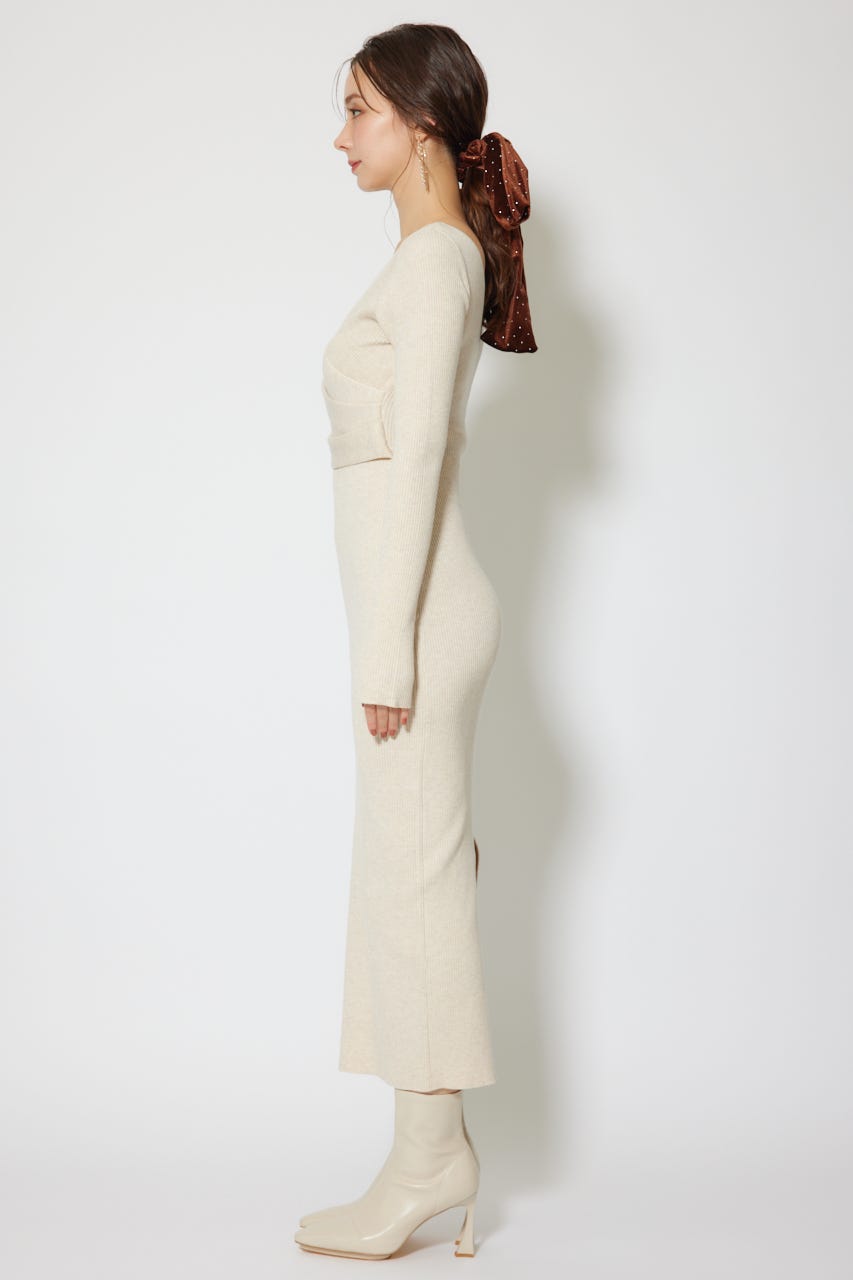 カシュクールウォッシャブルニットワンピース IVOY FREE