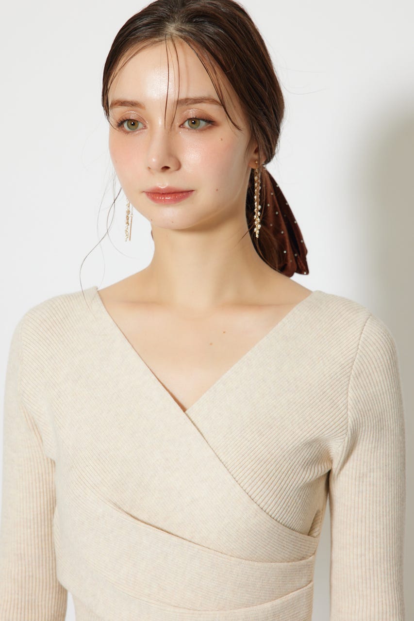 カシュクールウォッシャブルニットワンピース IVOY FREE