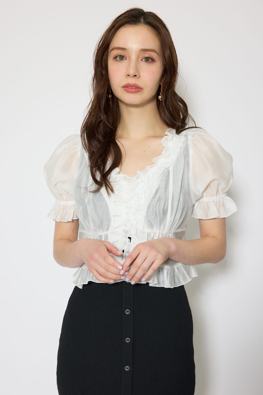 シフォンカーデセットタイトニットワンピース BLK FREE