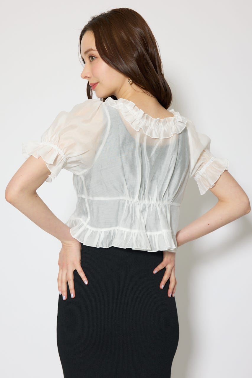 シフォンカーデセットタイトニットワンピース BLK FREE