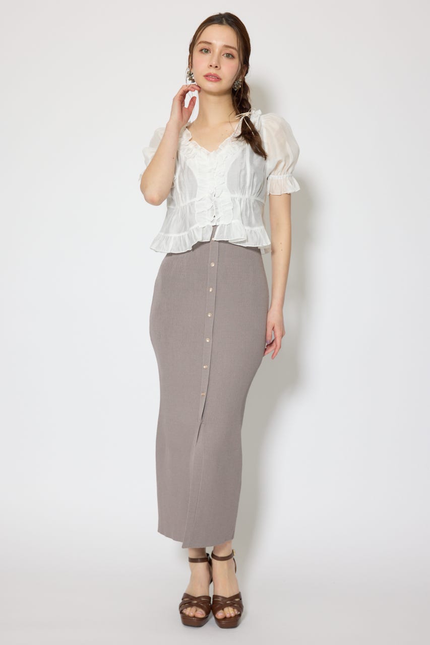 シフォンカーデセットタイトニットワンピース GRY FREE