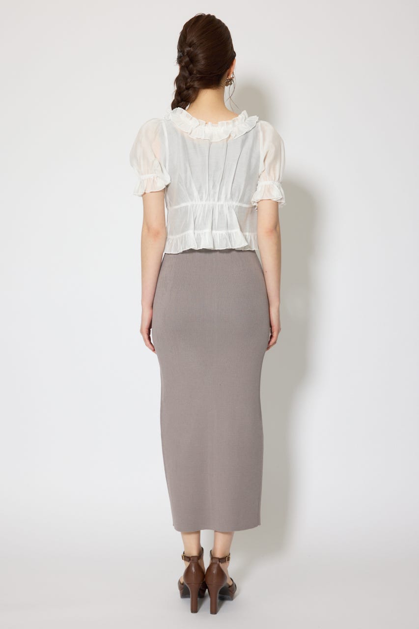 シフォンカーデセットタイトニットワンピース GRY FREE