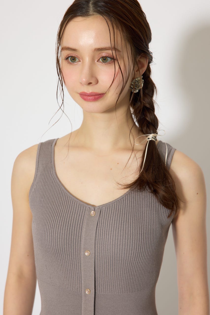 シフォンカーデセットタイトニットワンピース GRY FREE