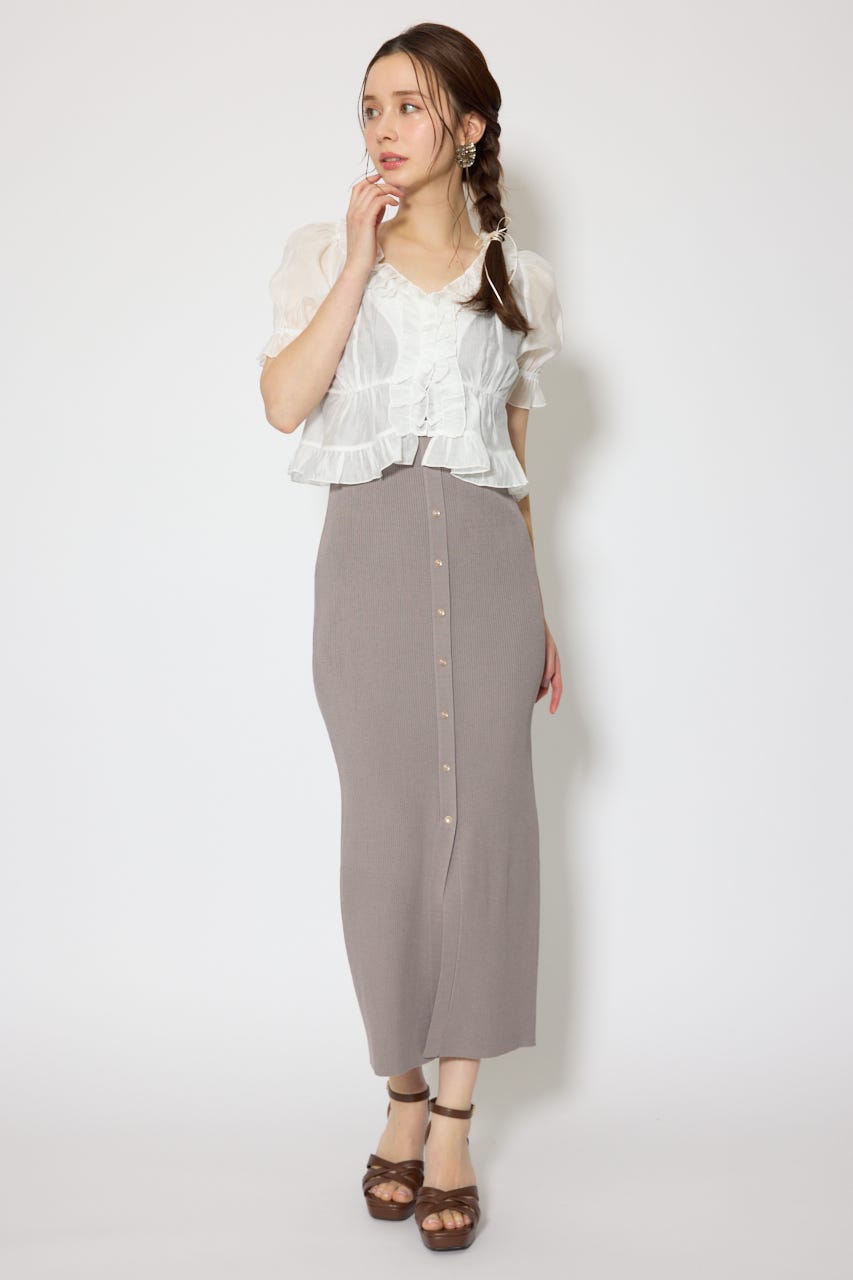 シフォンカーデセットタイトニットワンピース GRY FREE