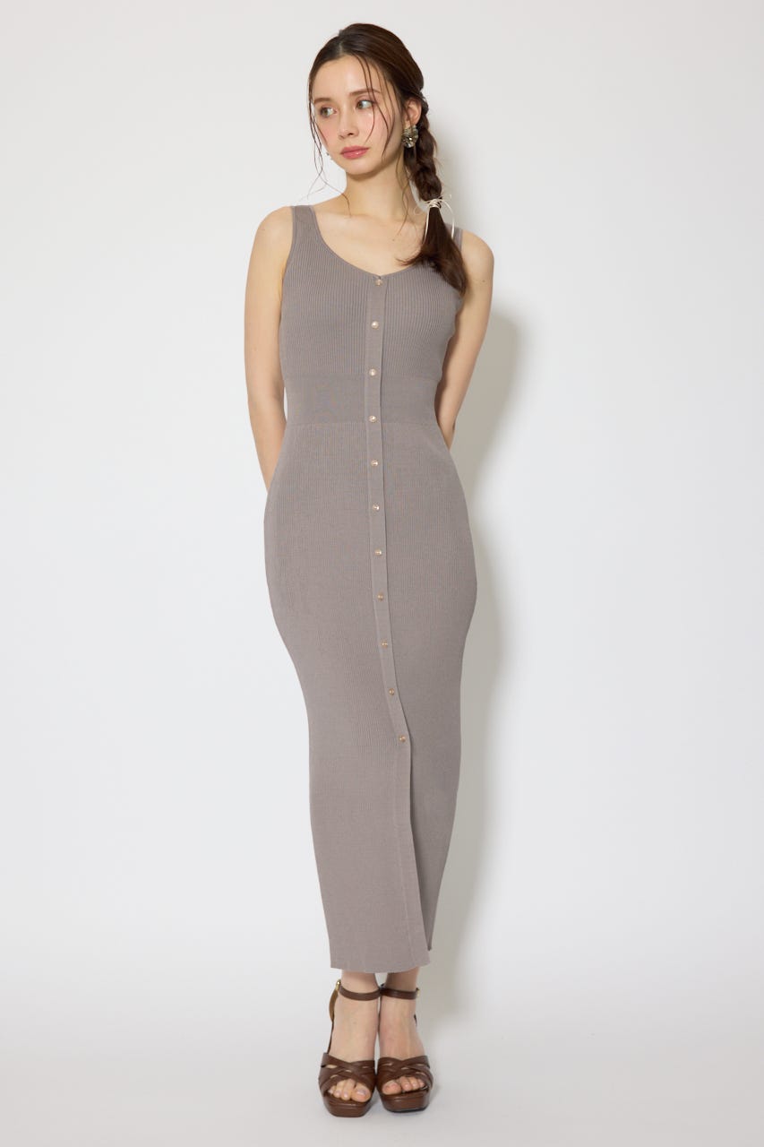 シフォンカーデセットタイトニットワンピース GRY FREE