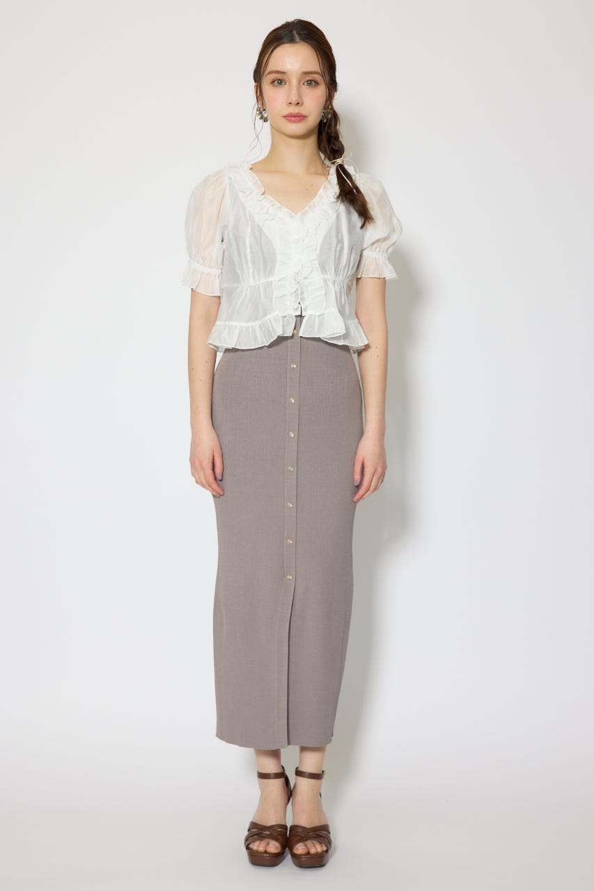 シフォンカーデセットタイトニットワンピース GRY FREE