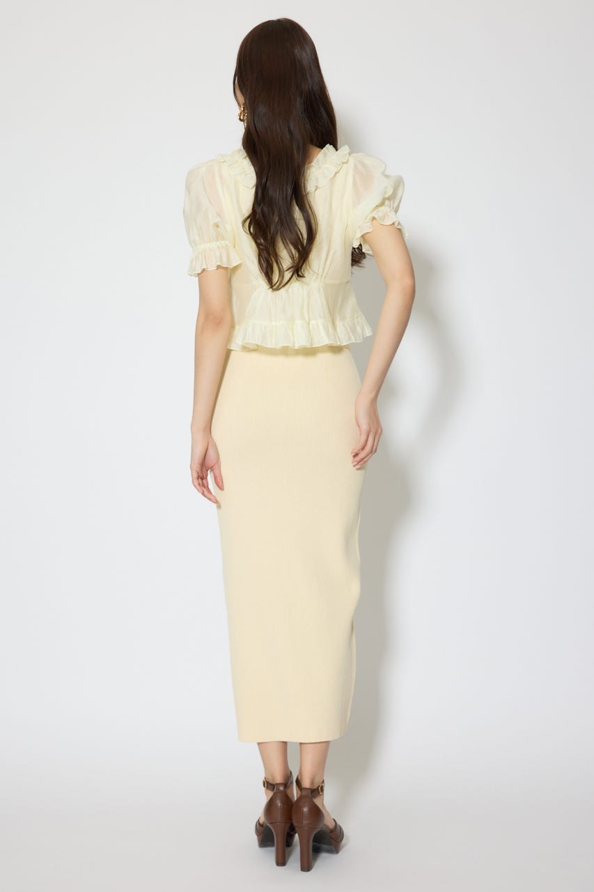 シフォンカーデセットタイトニットワンピース L/YEL FREE