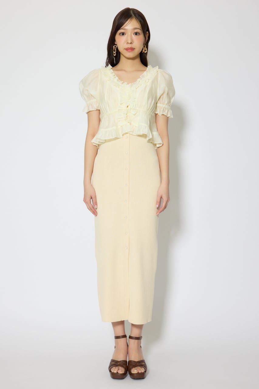 シフォンカーデセットタイトニットワンピース L/YEL FREE