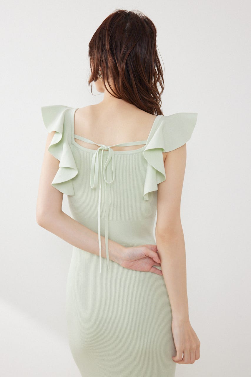 ショルダーフリルタイトニットワンピース MINT FREE