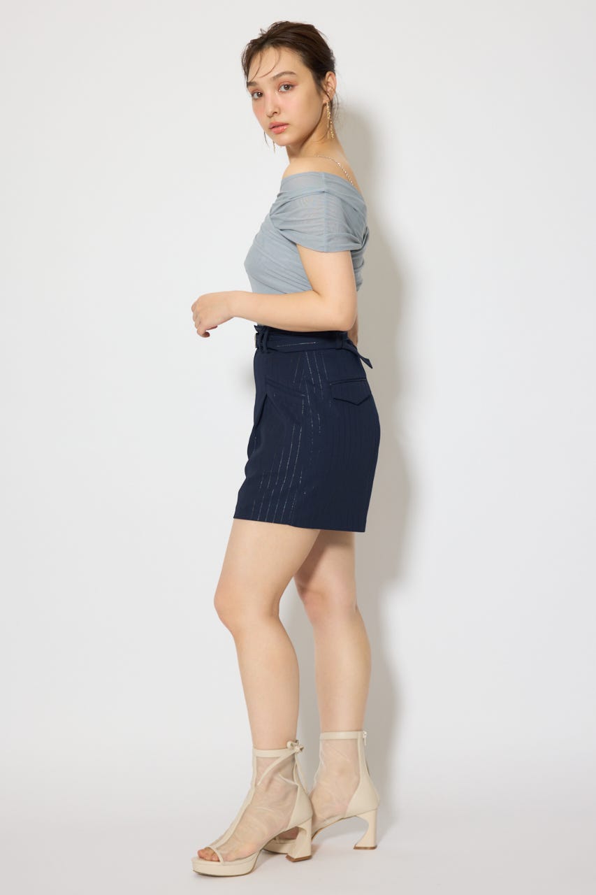 フロントクロスチュールカットトップス L/BLU FREE