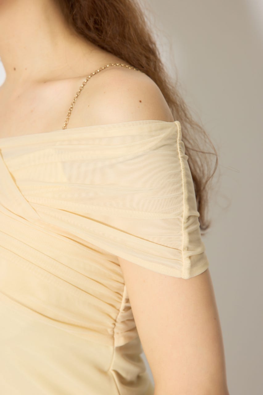 フロントクロスチュールカットトップス L/YEL FREE