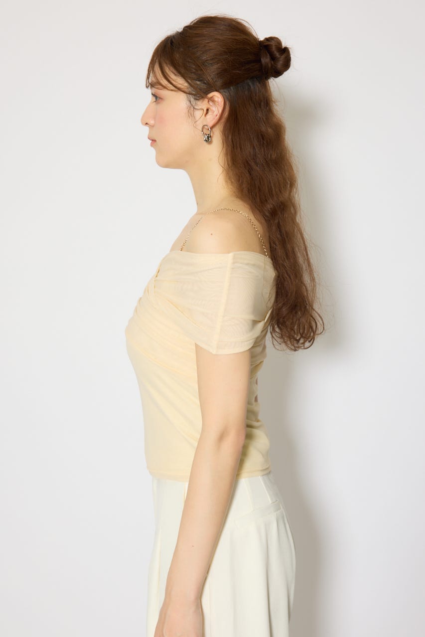 フロントクロスチュールカットトップス L/YEL FREE