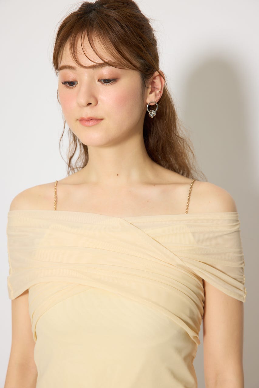 フロントクロスチュールカットトップス L/YEL FREE