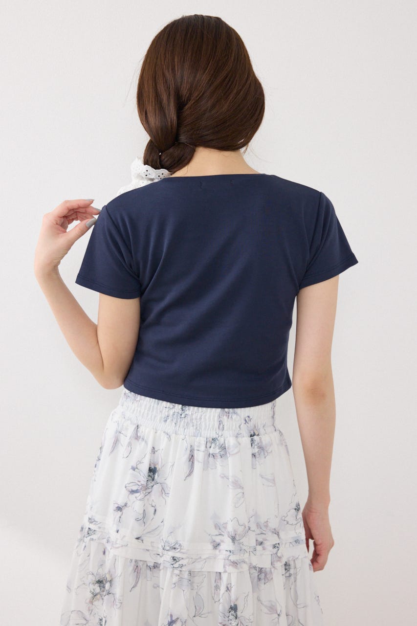ラインストーンコンパクトロゴTシャツ NVY FREE