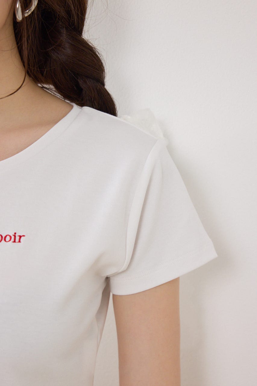 ラインストーンコンパクトロゴTシャツ WHT FREE