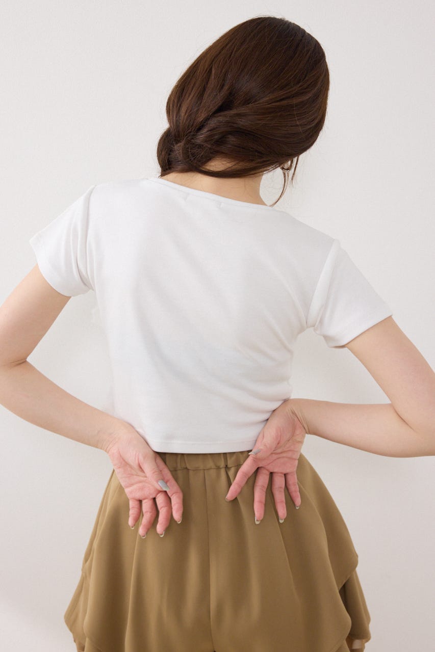 ラインストーンコンパクトロゴTシャツ WHT FREE