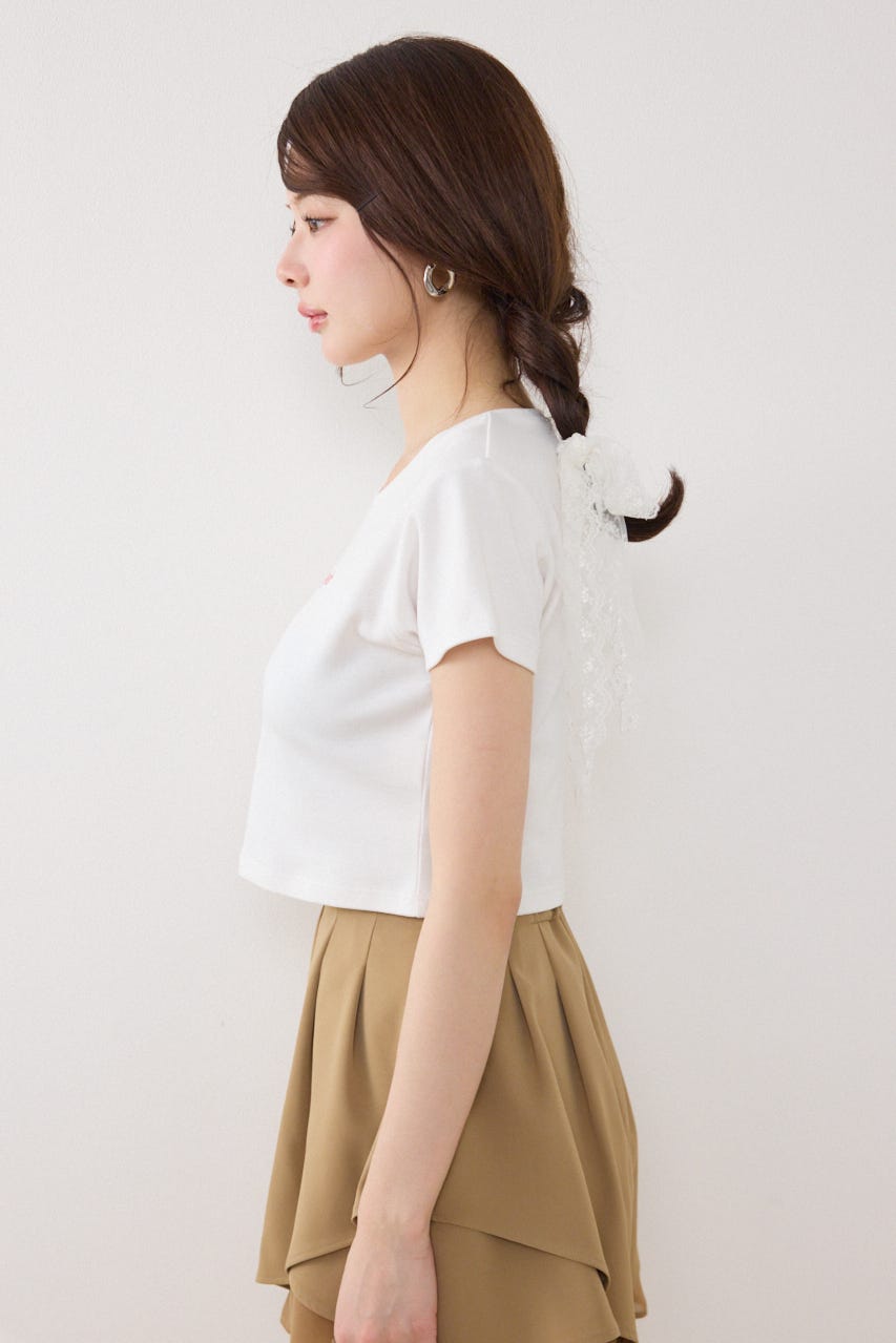 ラインストーンコンパクトロゴTシャツ WHT FREE