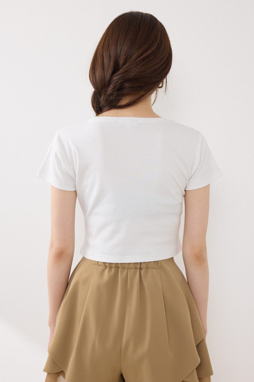 ラインストーンコンパクトロゴTシャツ WHT FREE