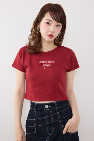 ラインストーンコンパクトロゴTシャツ