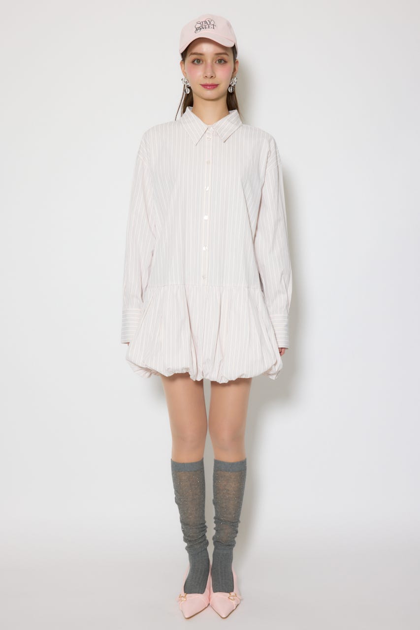 バルーンシャツセットスウェットワンピース M/GRY FREE