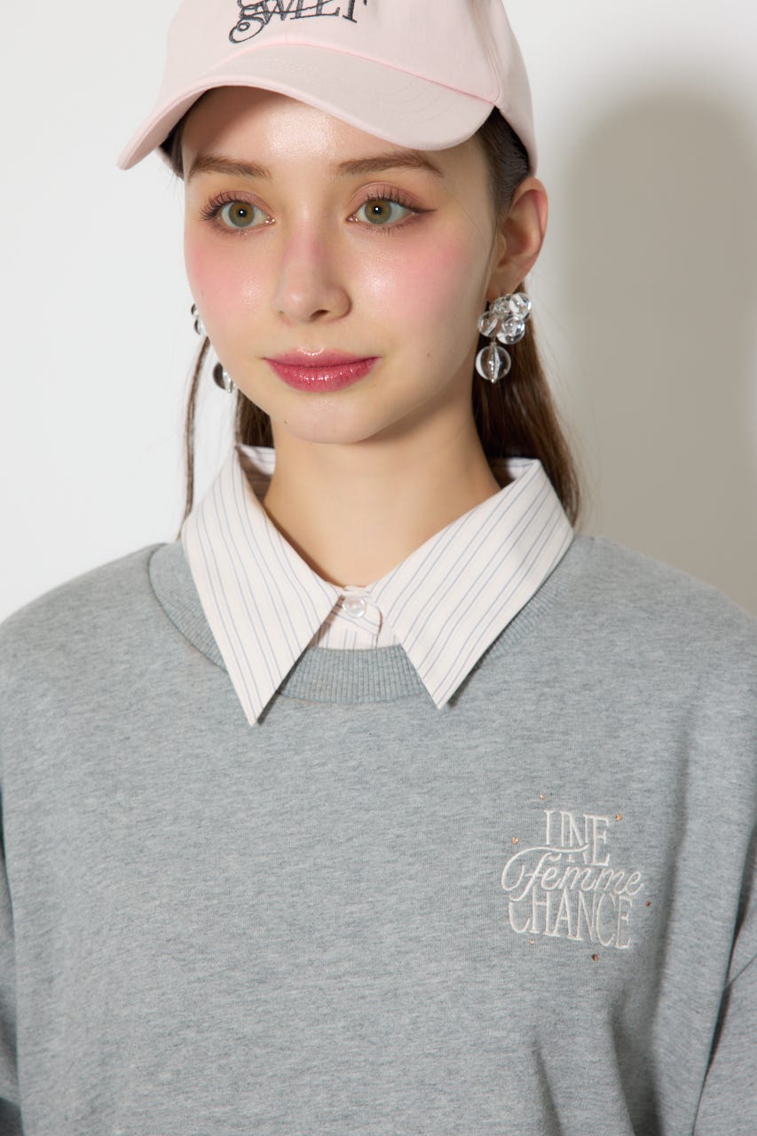 バルーンシャツセットスウェットワンピース M/GRY FREE