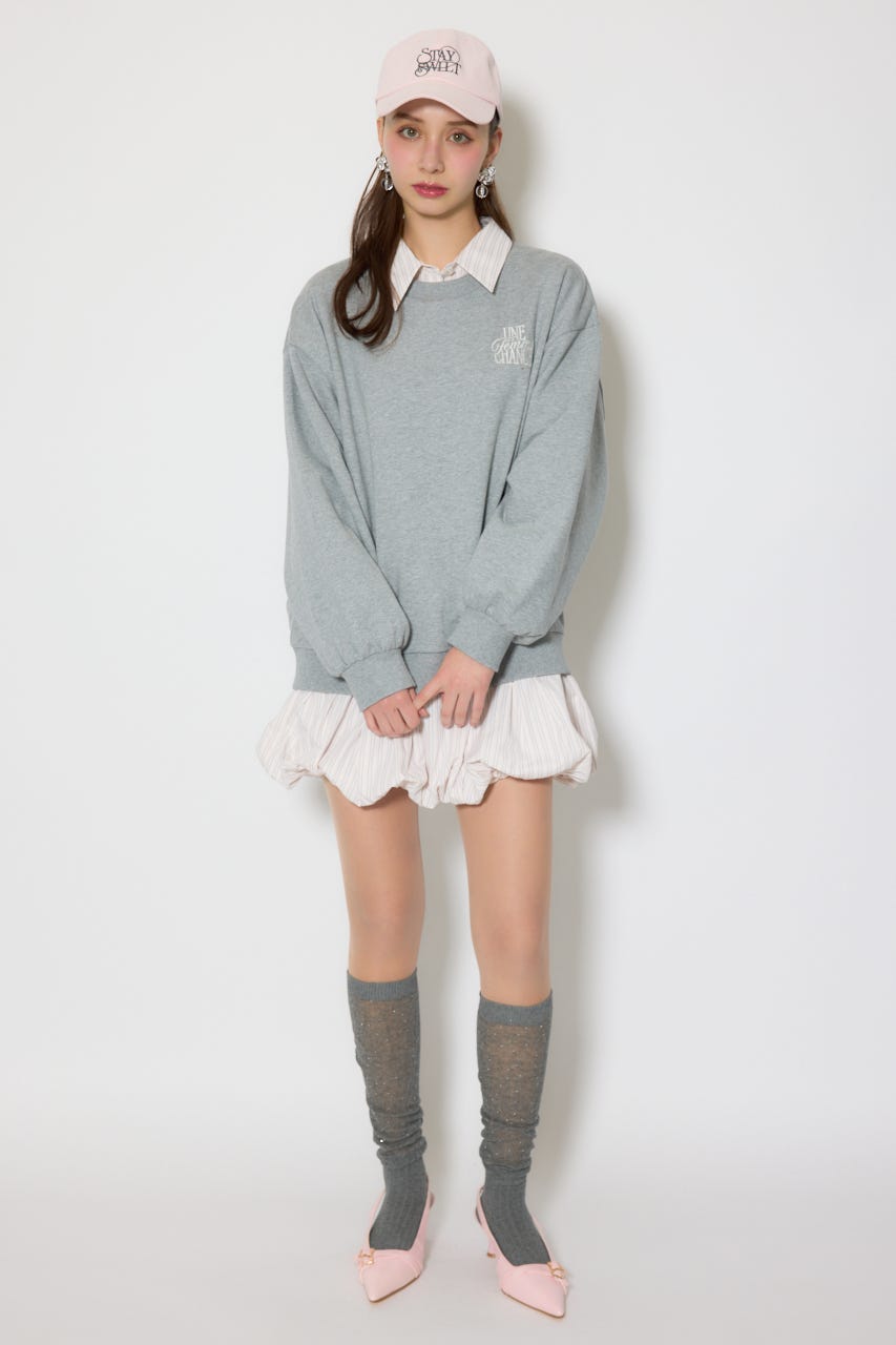 バルーンシャツセットスウェットワンピース M/GRY FREE