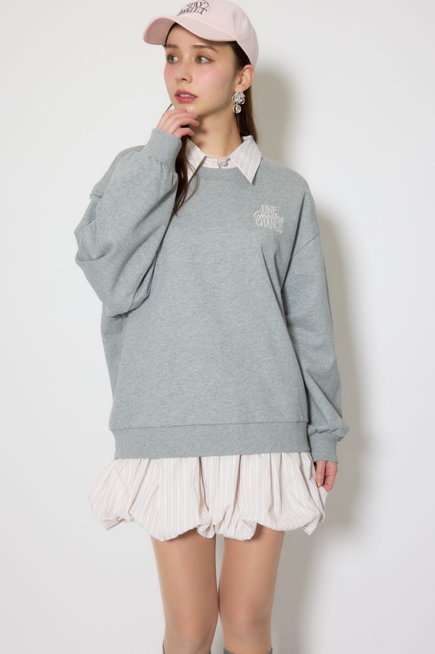 バルーンシャツセットスウェットワンピース M/GRY FREE